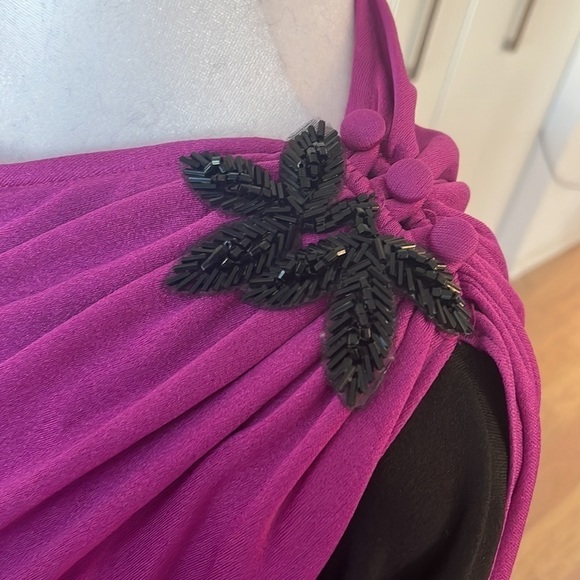 NEW LEAF BY SAMIR Neiman Marcus Cape Pink Black Dress Vintage - Picture 10 of 13